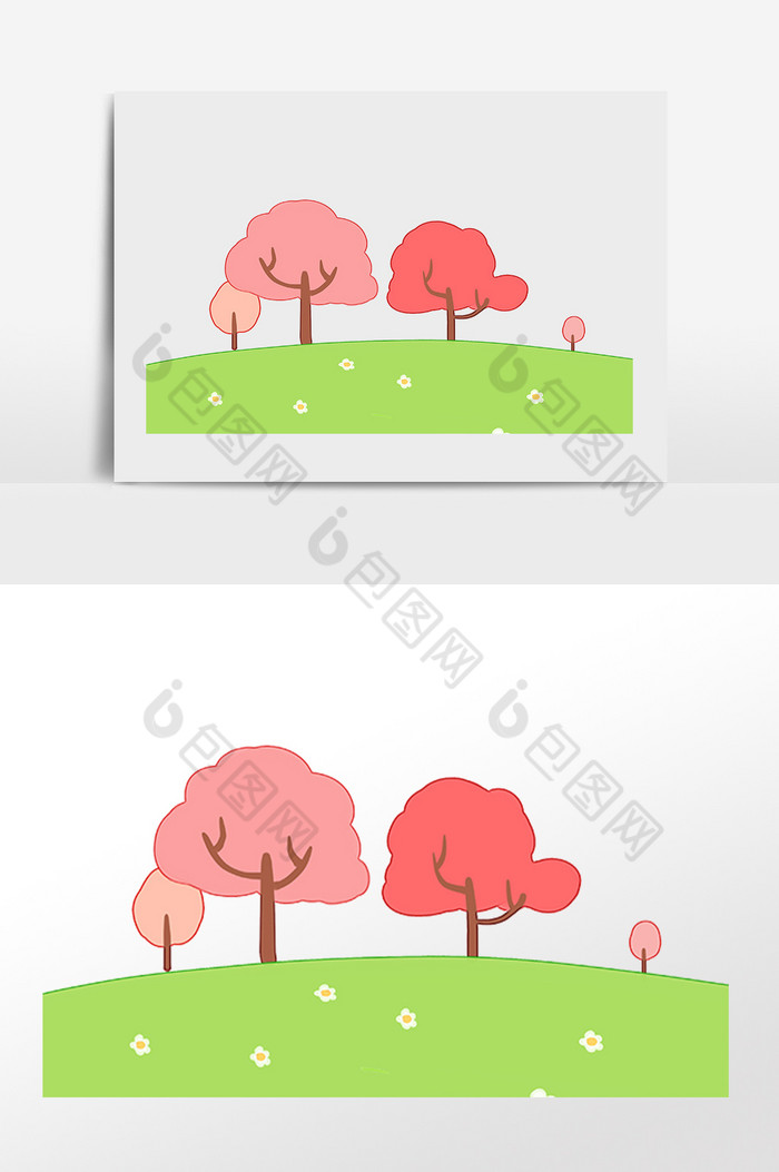 春季树木插画图片图片