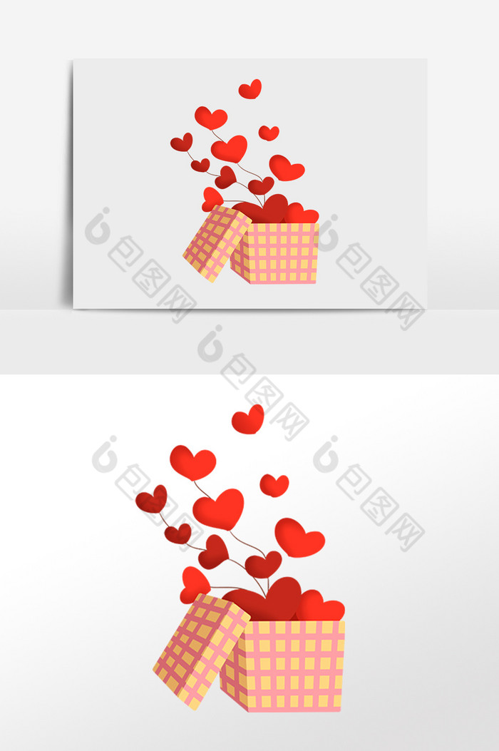 情人节爱心礼盒插画图片图片