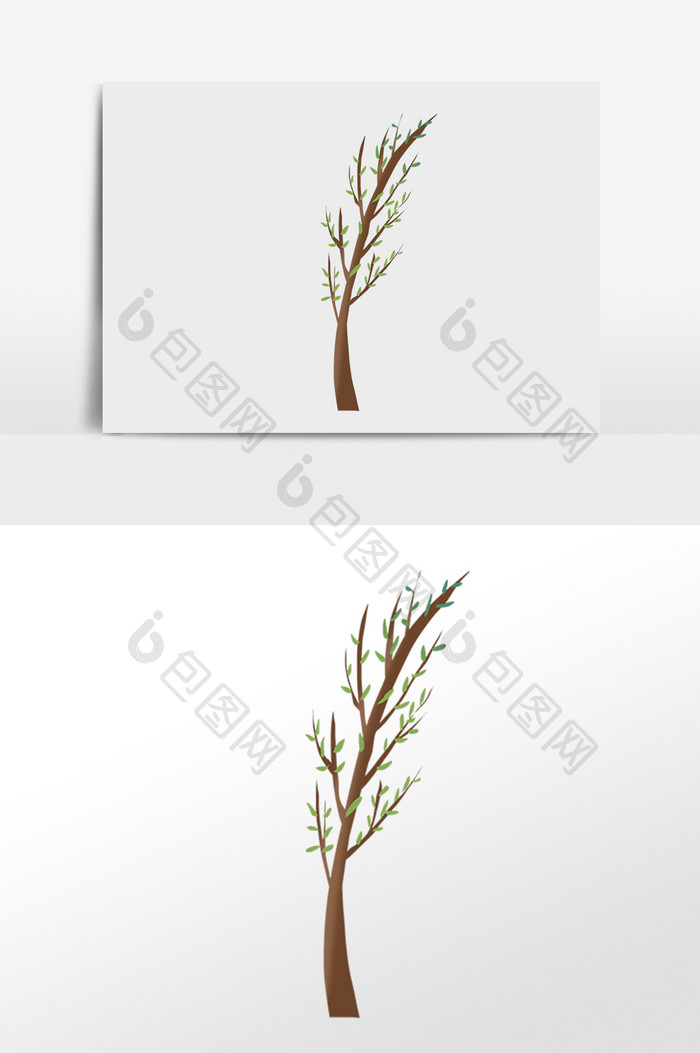 手绘植树节植物大树插画