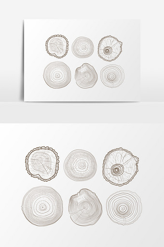 简约手绘卡通树木年轮铅笔画环保元素图片下载