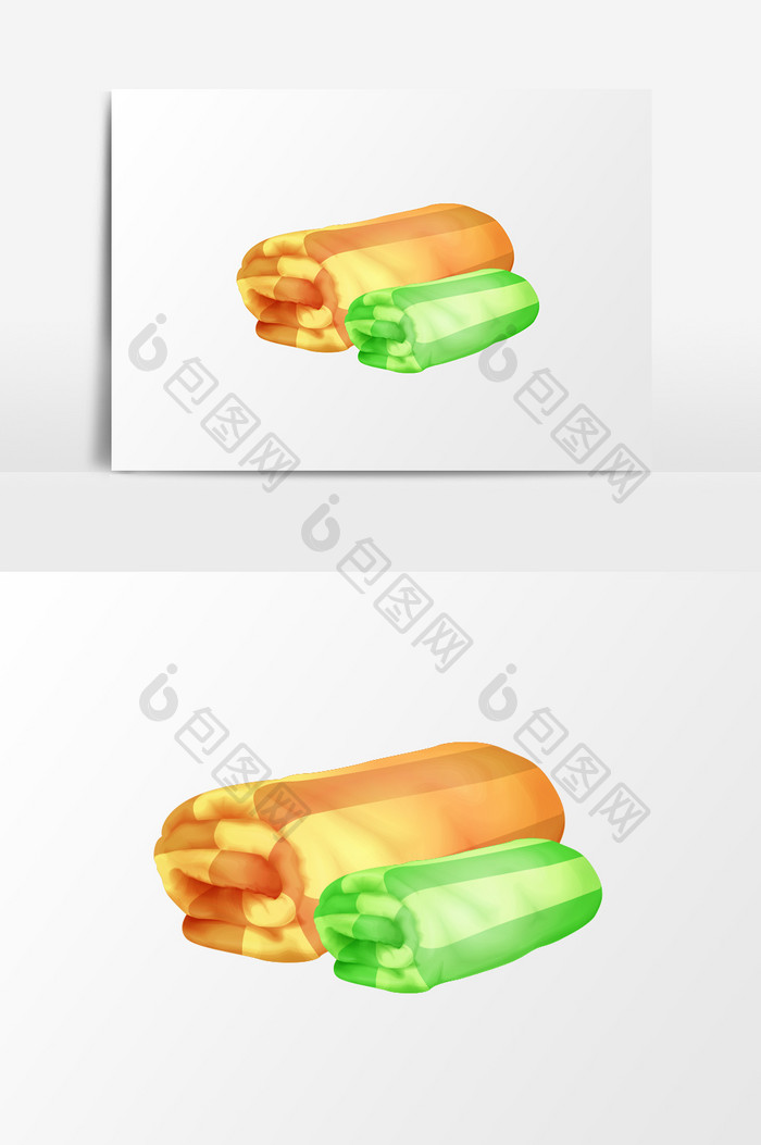 绿色环保简约毛巾被子床铺出行元素