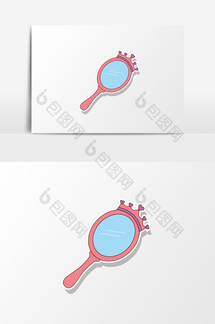 卡通手绘简约镜子少女心假期出游元素