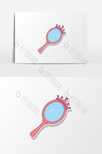 卡通手绘简约镜子少女心假期出游元素图片