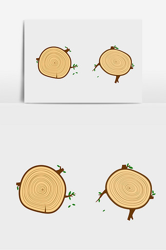 木桩树木年轮卡通元素