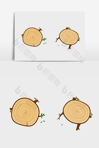木桩树木年轮卡通元素图片