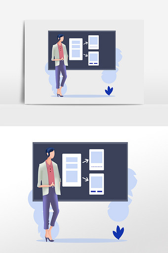 扁平风教育学习黑板商务白领图片