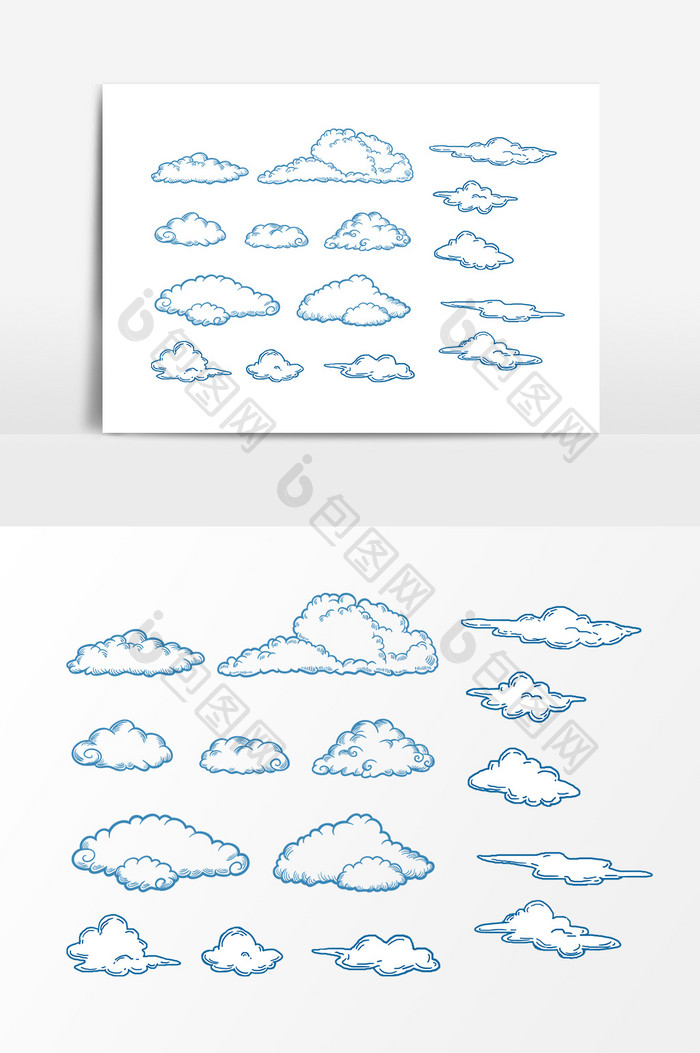 手绘云朵装饰图案元素