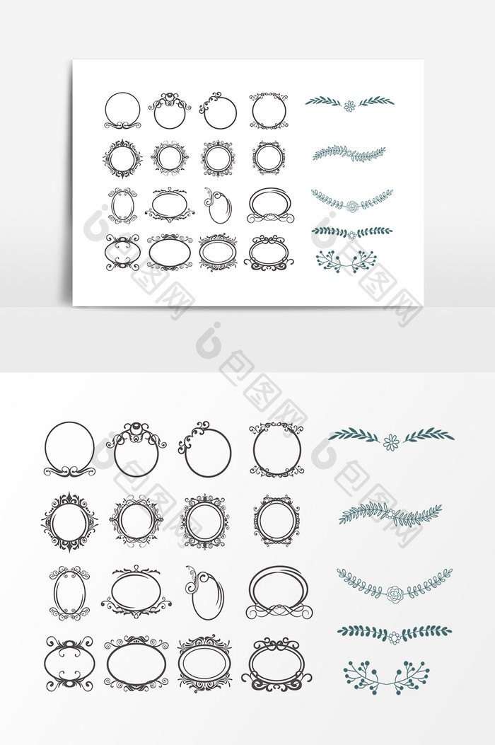 手绘花纹边框设计元素