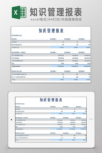 知识管理报表Excel模板图片