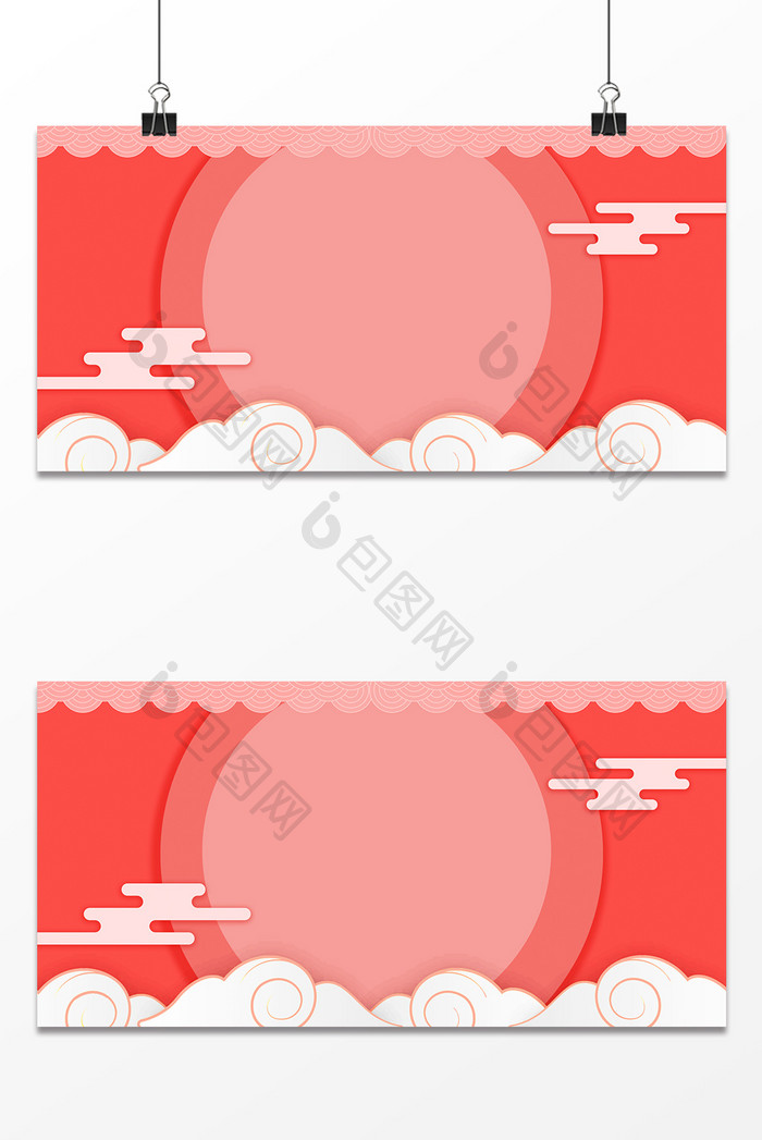 简约大气扁平祥云中国风喜庆春节背景