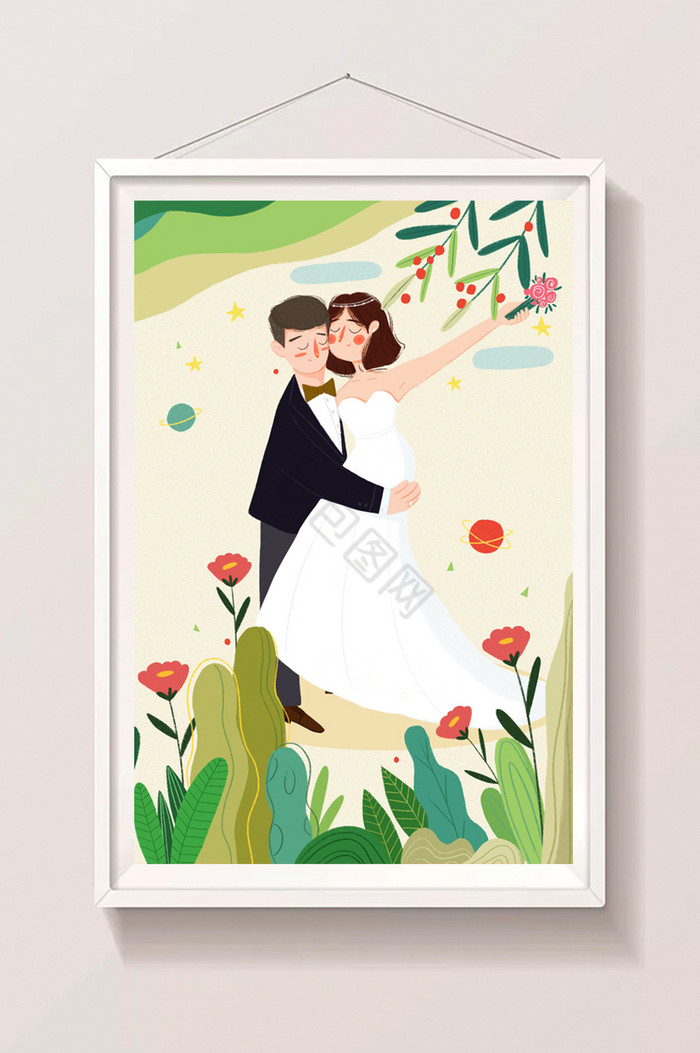 婚礼爱情插画图片