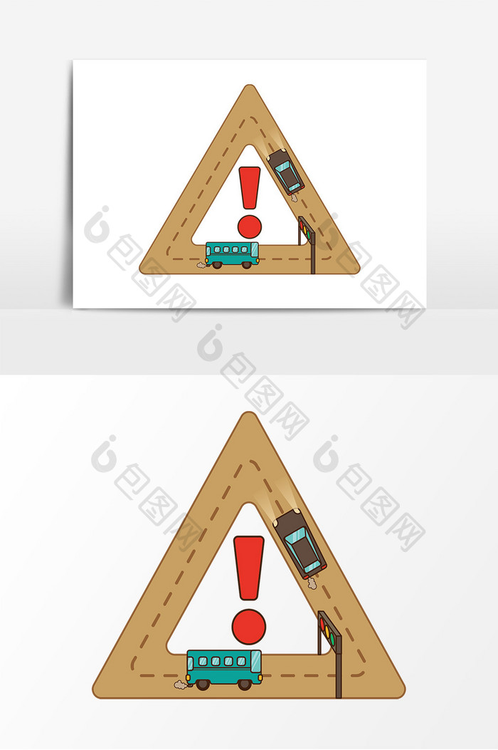 卡通警示标志元素