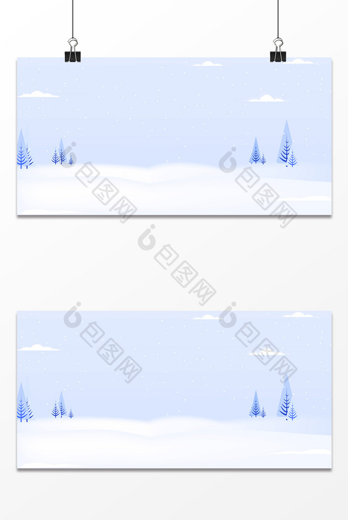 手绘卡通冬季质感雪地积雪森林通用促销背景