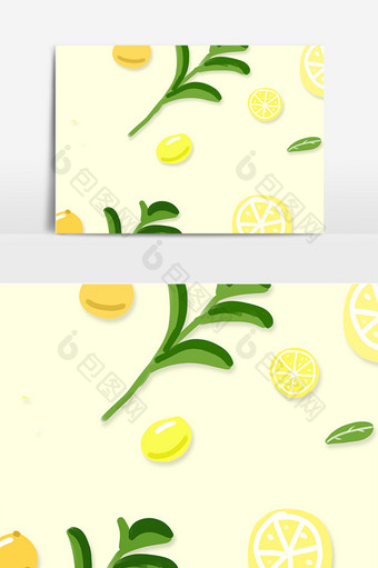 手绘柠檬装饰底纹插画图片
