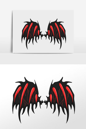 黑恶魔之翼翅膀插画
