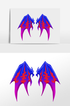彩色恶魔之翼翅膀插画