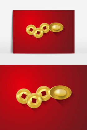 元宝财运春节除夕红色渐变天降红包弹出弹窗展示界面c4d红包从天降