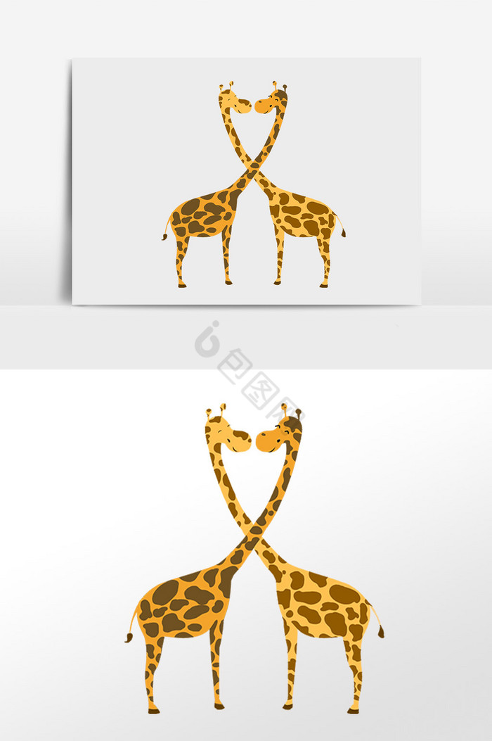 情人节情侣长颈鹿插画图片