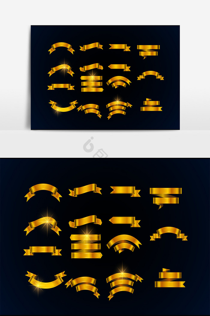 金色丝带装饰图片
