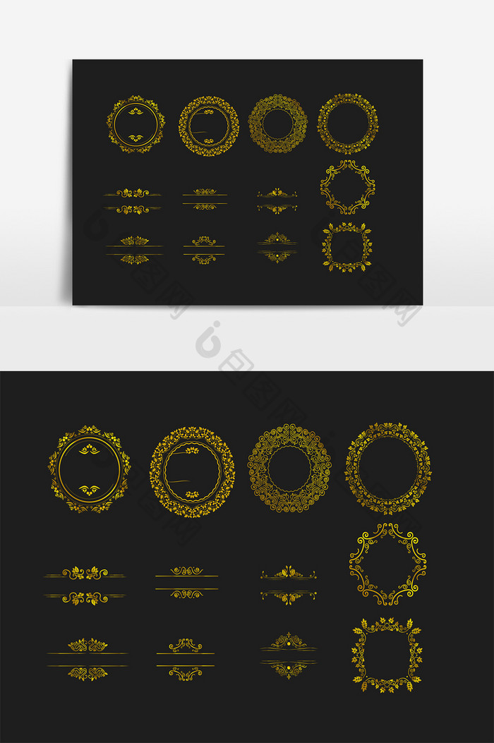 金色边框装饰元素