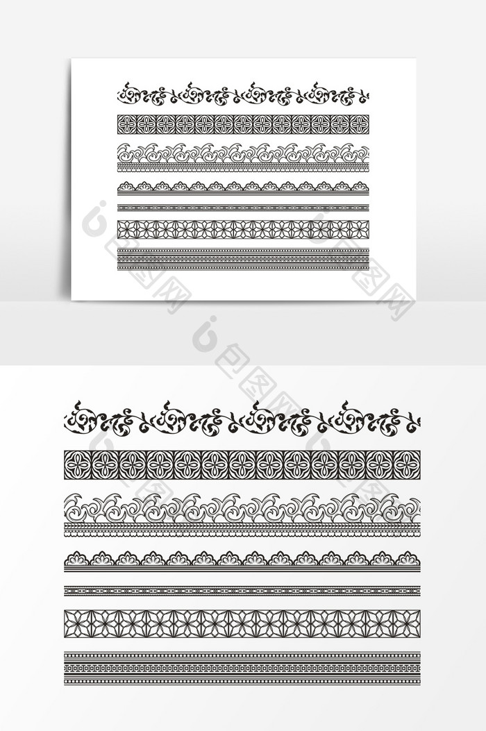 手绘边框装饰花纹元素设计