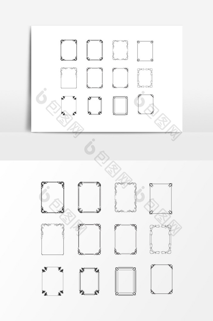 矢量矩形装饰边框元素