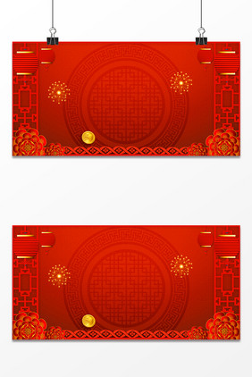 中国红灯笼烟花元宵节广告图