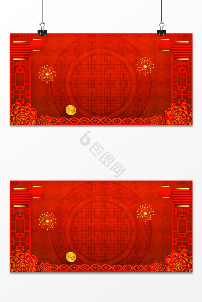 中国红灯笼烟花元宵节广告图图片