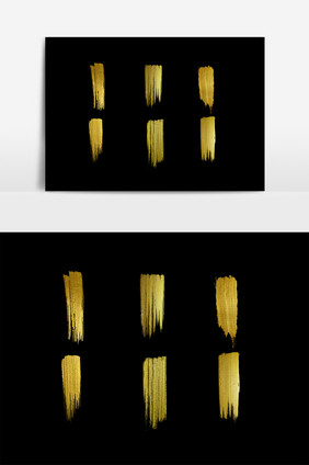 手绘金色涂刷设计元素
