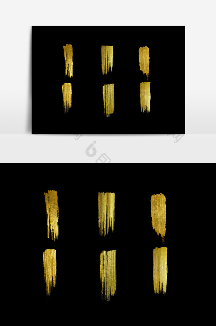 手绘金色涂刷设计元素