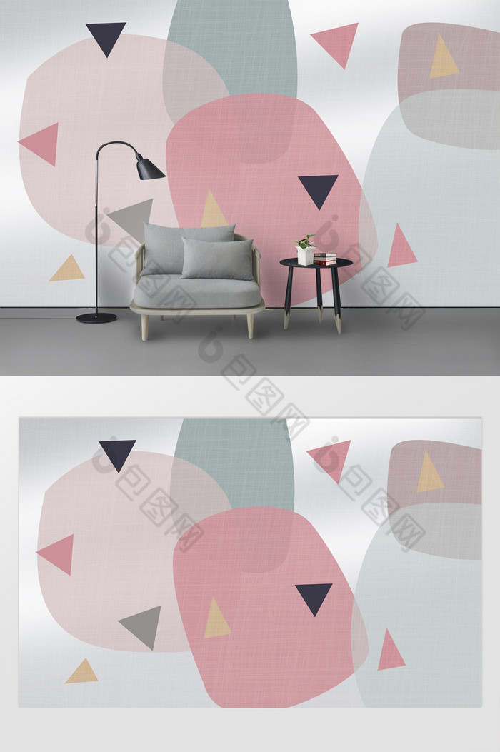 个性北欧几何抽象圆形色块背景墙图片图片