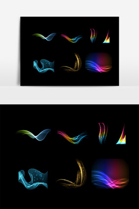 手绘彩色动感光线设计元素
