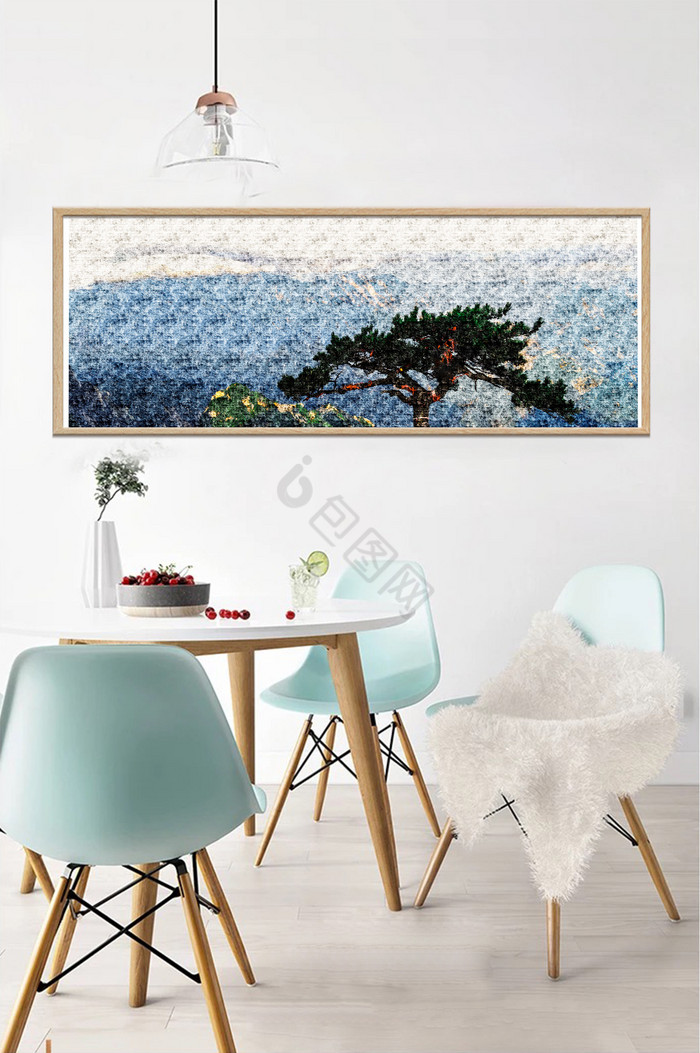 抽象风格纹理松树风景数字肌理油画客厅装饰图片