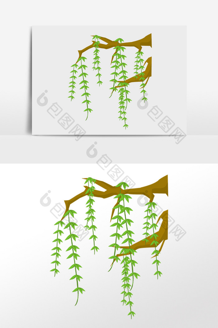 手绘春季植物树木装饰插画