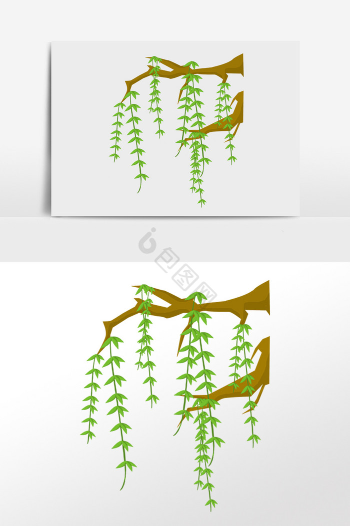 春季植物树木装饰插画图片