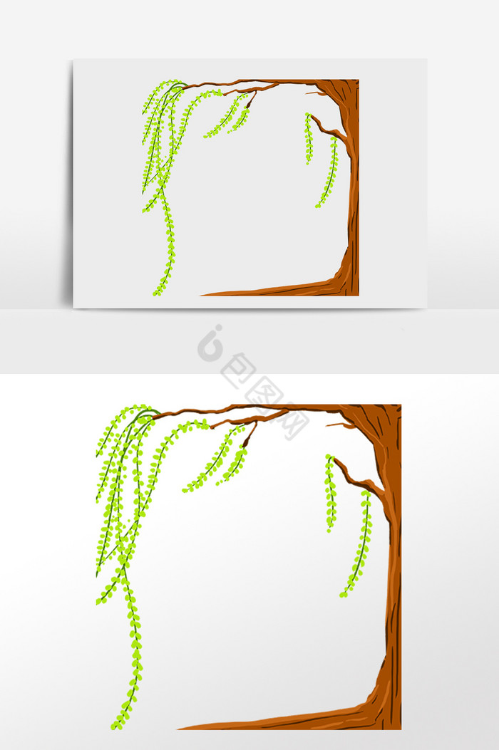 春季植物树叶边框插画图片
