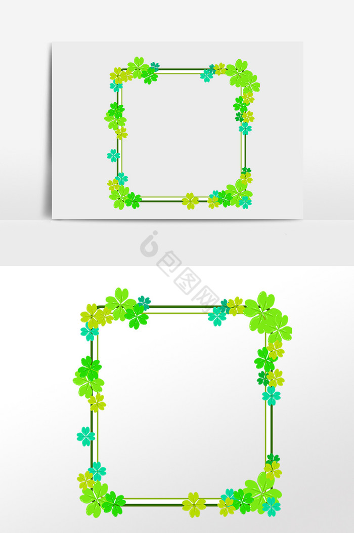 春季植物方形边框插画图片