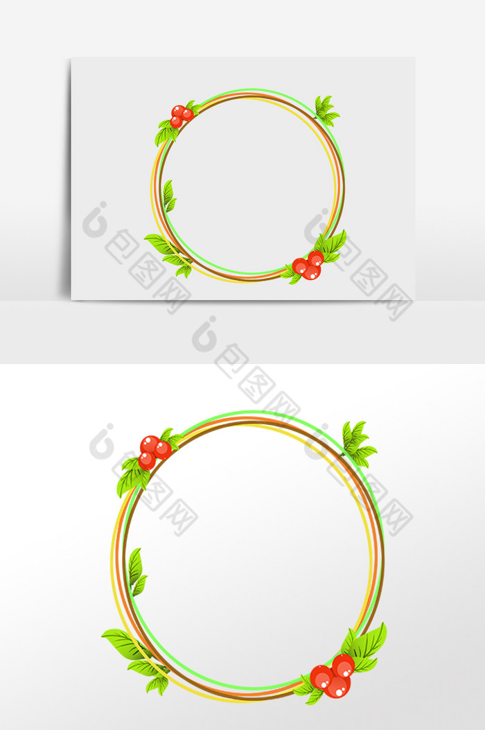春季植物圆形边框插画图片图片