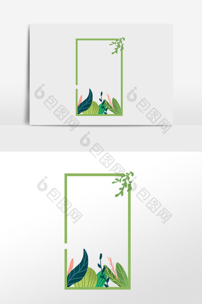 植物叶子装饰边框插画图片图片