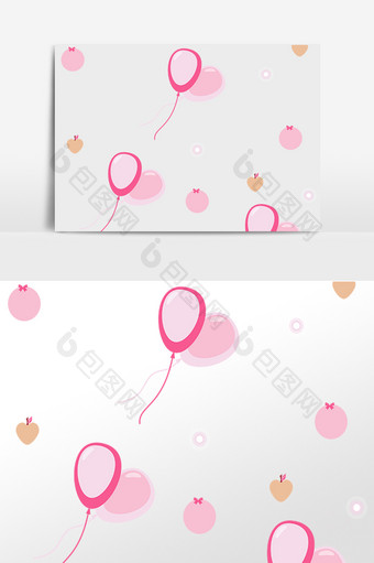 手绘情人节粉色气球底纹插画图片