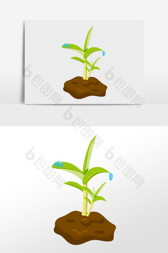 手绘植物树苗发芽插画图片
