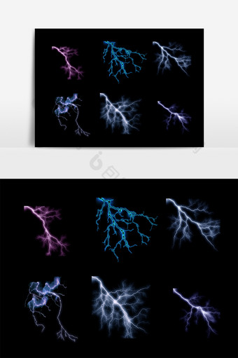 闪电雷电手绘线条装饰图案元素图片