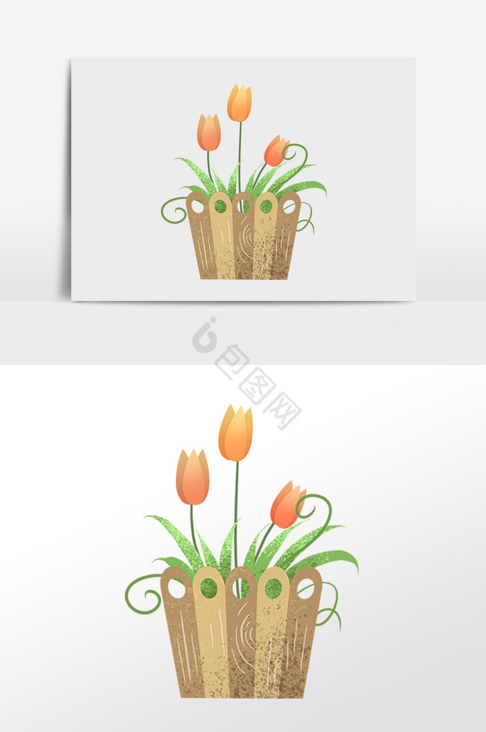 植物花盆栽插画图片