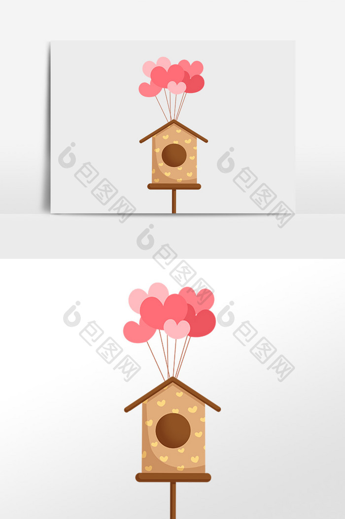 手绘情人节爱心气球装饰插画