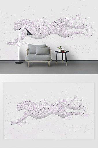 新现代简约抽象几何动物电视客厅沙发背景墙图片