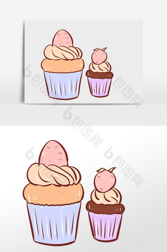 手绘甜点甜品蛋糕插画图片