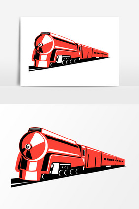 手绘红色列车轨道元素