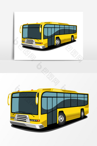 手绘黄色公交车元素图片