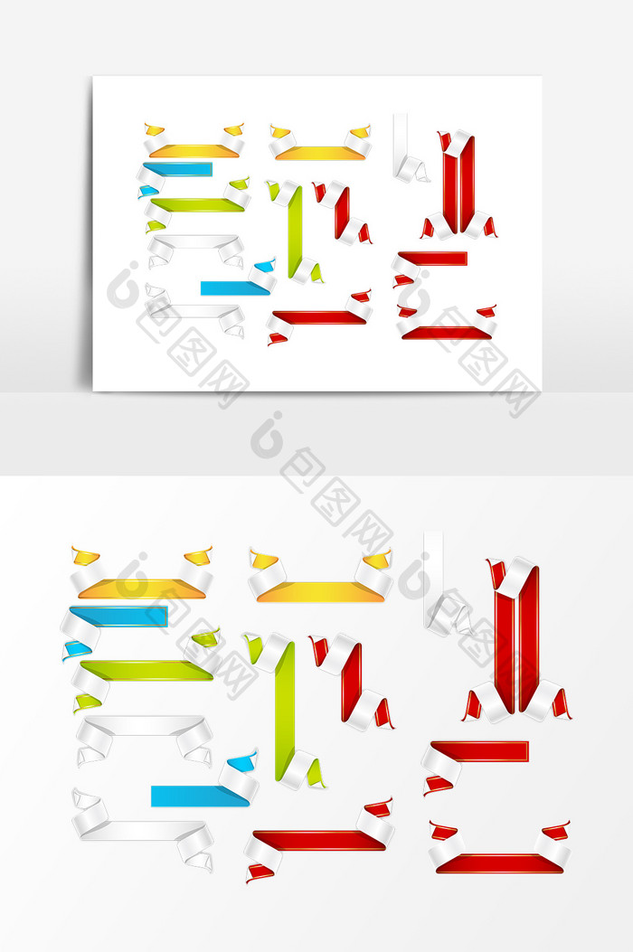手绘标签丝带元素设计