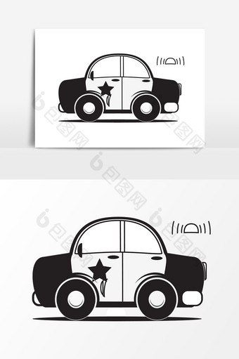 手绘小汽车装饰图案元素图片